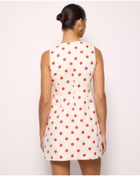 AERE - Ava Polka Dot Linen Mini Dress