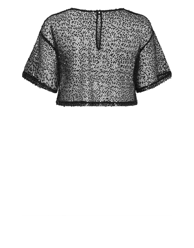 City Chic - Plus size Stardust Sequin Crop Top - black