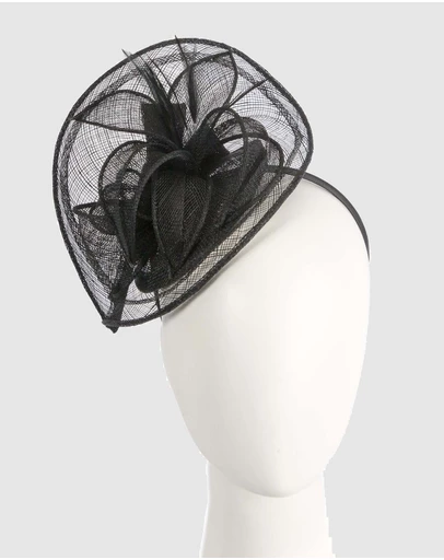 Max Alexander - Black Sinamay Racing Fascinator