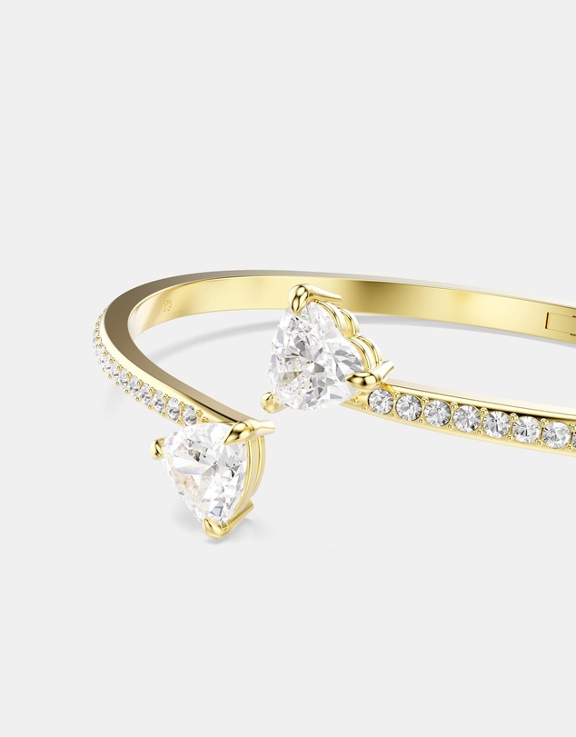 Swarovski - Mesmera Bangle, Heart, White, 18K Gold Finish