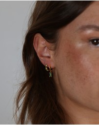 Pastiche - Vera Huggies Earrings - Gold plated 925 silver-Green Stone