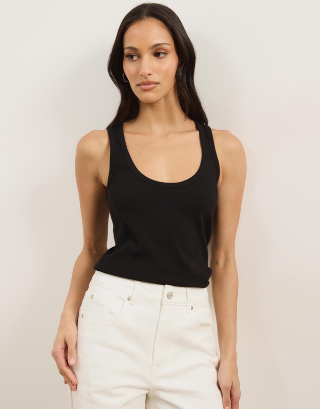 Atmos&Here - Ava Deep Scoop Organic Rib Racer Back Tank Top