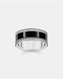 THOMAS SABO - Silver Band Ring with Black Cold Enamel and Zirconia