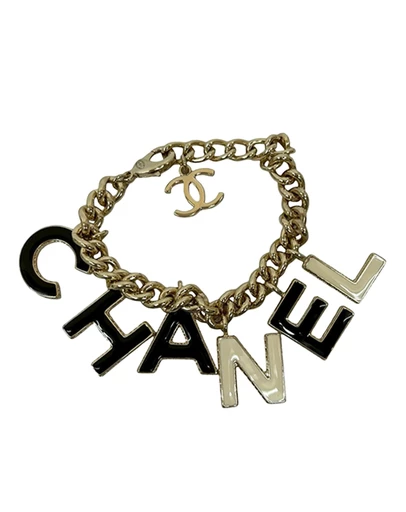 Pre-Loved by Azura Reborn - Pre-Loved CC Gold Plated Lacquered Logo Letter Charms Chain Bracelet