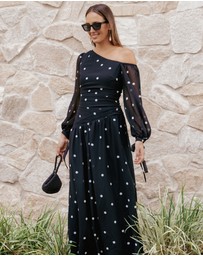 Petal & Pup - Levine Maxi Dress - Black Polka Dot