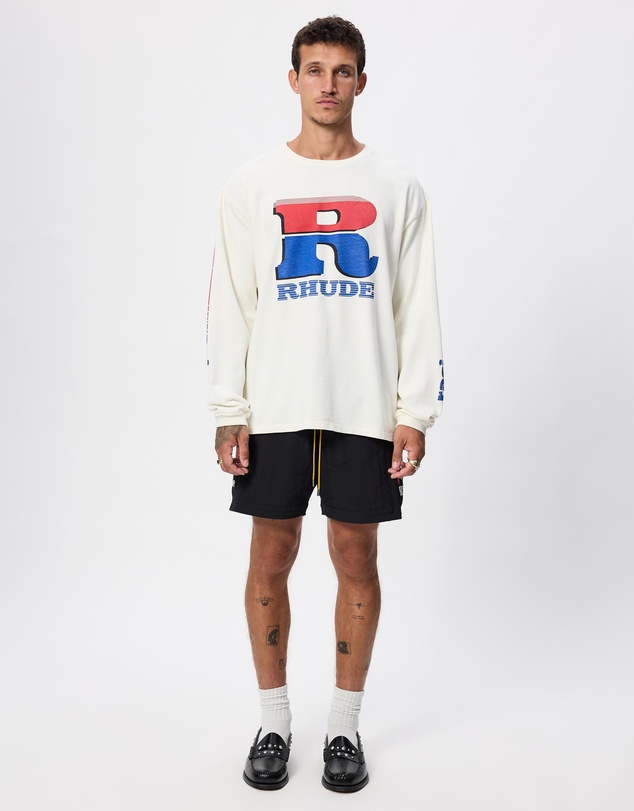 RHUDE - Split Petrol Logo LS Tee