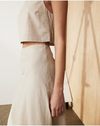 Atmos&Here - Celina Linen Blend Midi Skirt