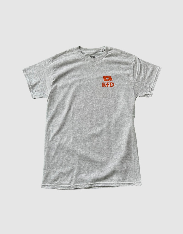 KFD - Kfd Boom Men Logo Cotton Tshirt Relaxed Fit Crew Neck Grey/Orange