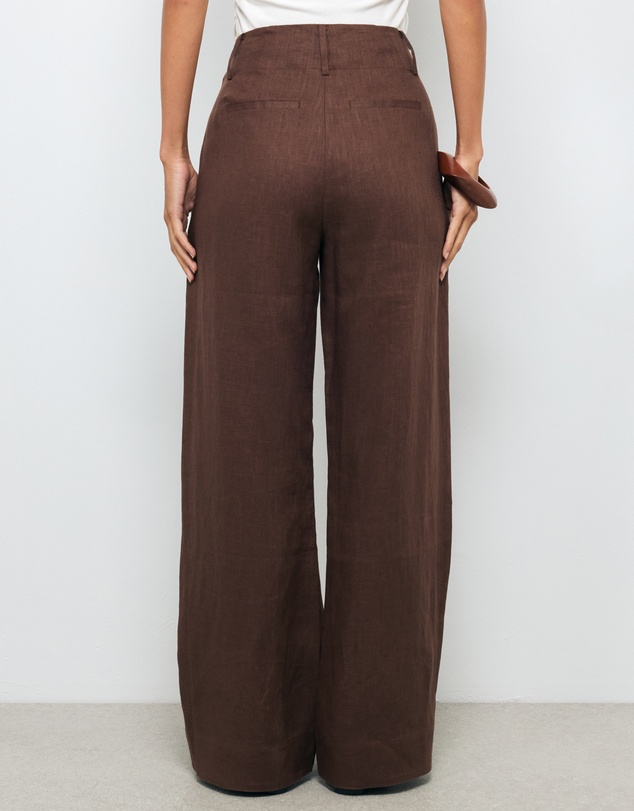 AERE - Linen Wide Leg Pants With Deep Waist Band