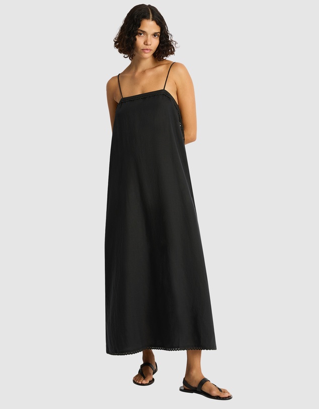 Sea Level Australia - Shore Linen Panelled Bandeau Lace Maxi Dress
