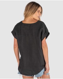 CAMIXA - Martina Linen V-Neck T-shirt