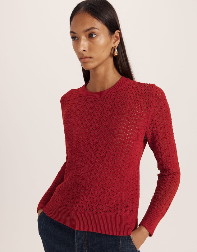 SABA - Prue Cotton Crochet Long Sleeve Knit