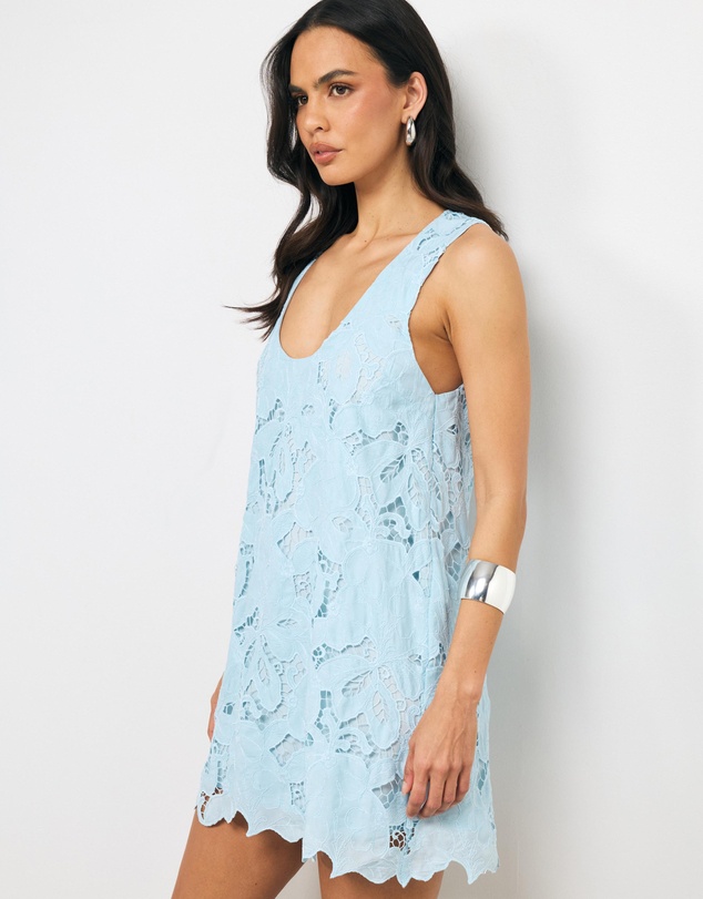 AERE - Evania Lace Shift Mini Dress