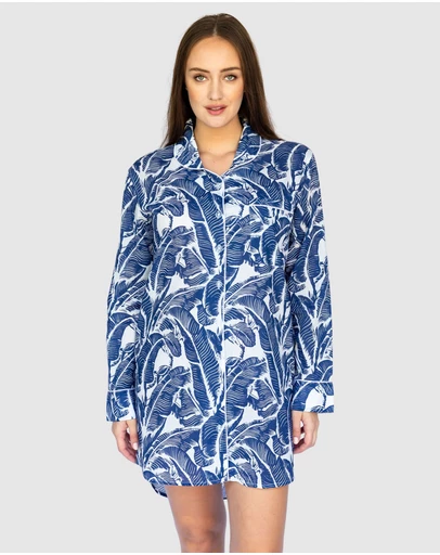Sant And Abel - Women's Martinique® Blue Banana Leaf Night Shirt