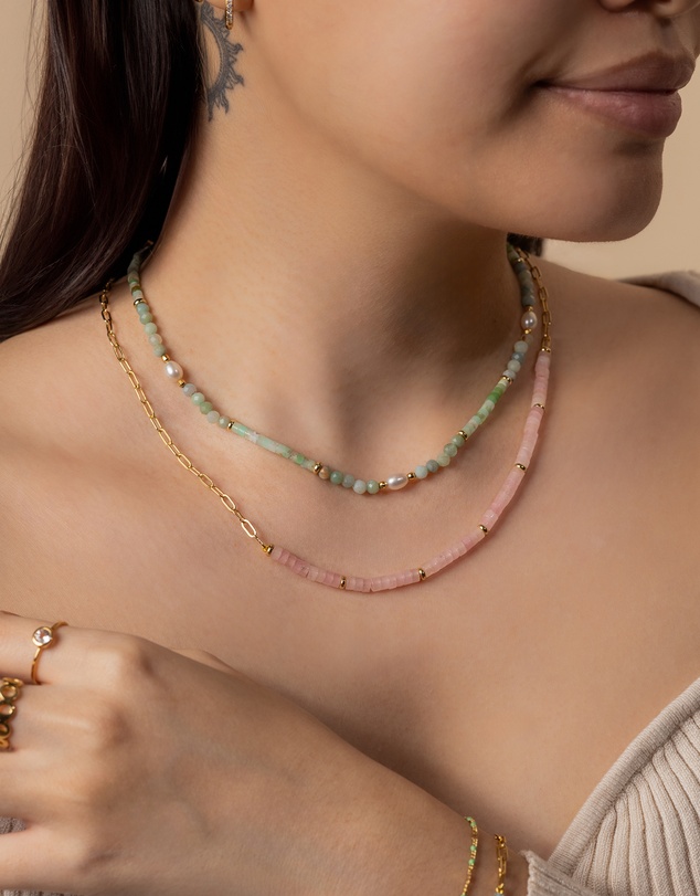 Wanderlust + Co - Rose Quartz Blush Gold Necklace