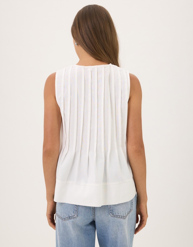 Atmos&Here - Rhea Linen Blend Pintuck Sleeveless Top