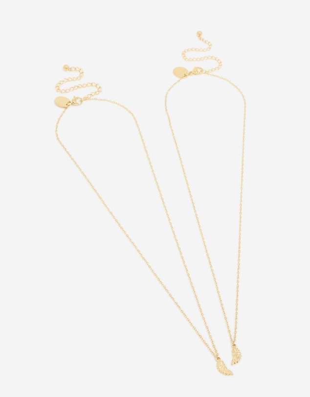 Lovisa - Waterproof Gold Plated Stainless Steel BFF Angel Wings Necklaces 2-Pack