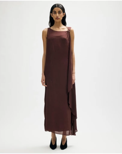 Minima Esenciales - Hallie Sheer Viscose Draped Maxi Dress