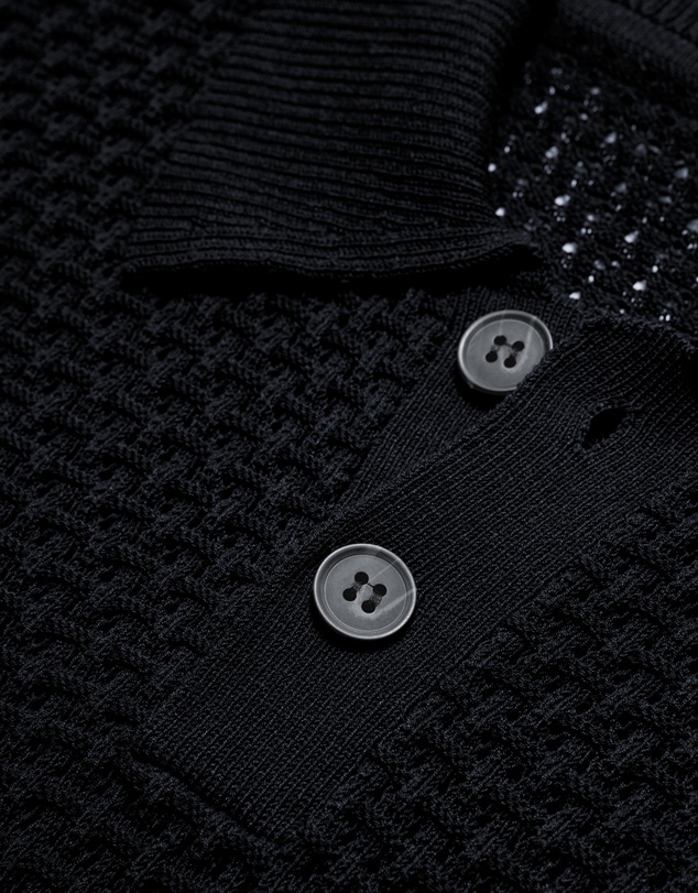 Calibre - Textured Open Knit Polo Black