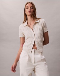 Calvin Klein Jeans - Allover Monogram Logo Jacquard Polo Top