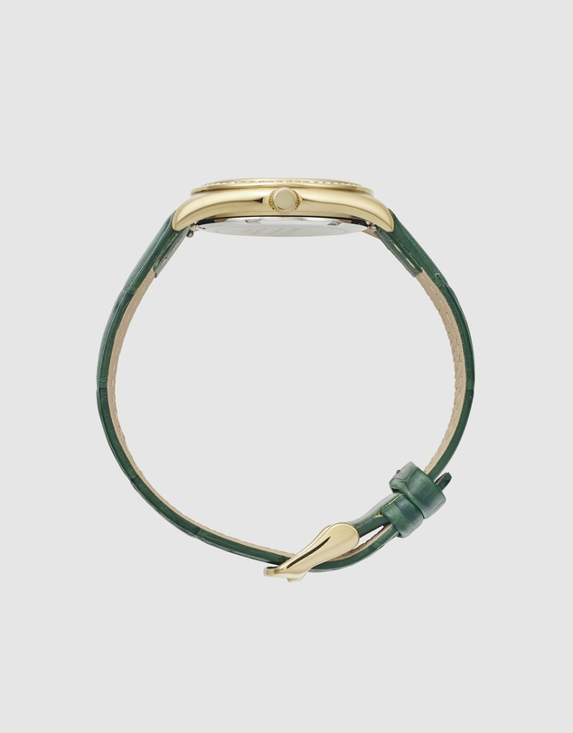 Maxum - Sydney - White Dial, Gold Tone Case & Green Leather Band