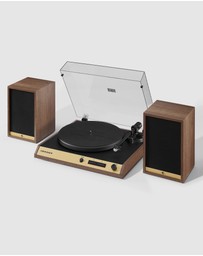 Crosley - Crosley C72 Record Player Shelf System - Walnut