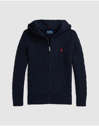 Polo Ralph Lauren - Cable Cotton Hooded Full-Zip Sweater - ICONIC EXCLUSIVE - Teens