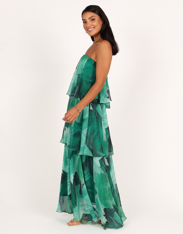 Petal & Pup - Bloom Strapless Maxi Dress - Green Floral