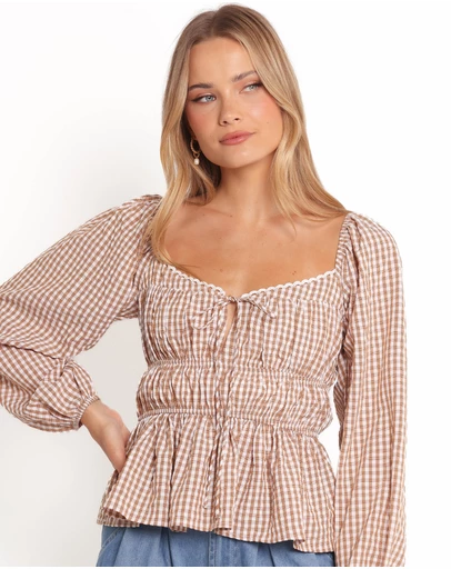 Petal & Pup - Saphia Top - Brown Check