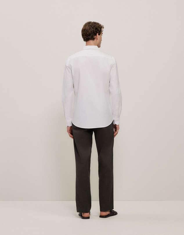 Trenery - Tailored Fit Cotton Monogram Oxford Shirt in White