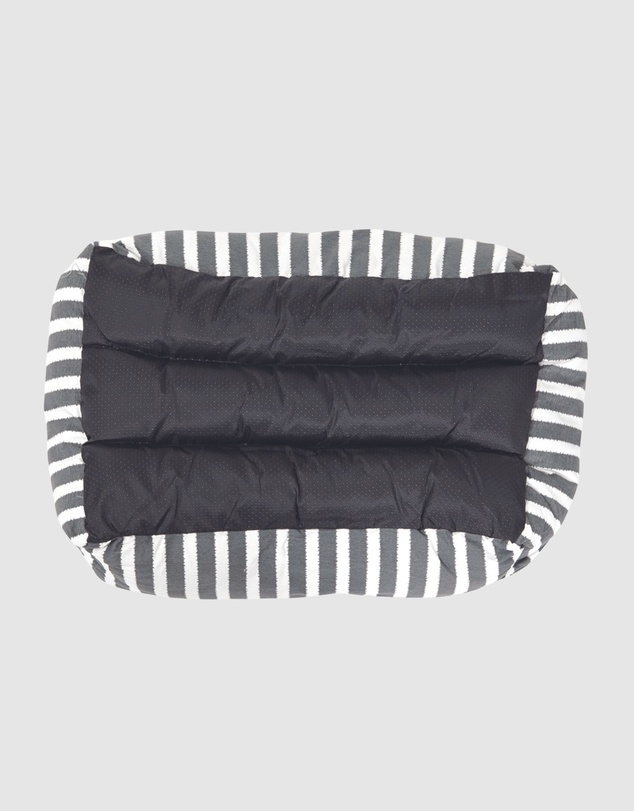 Mog & Bone - Bolster Dog Bed  - Charcoal Hampton Stripe