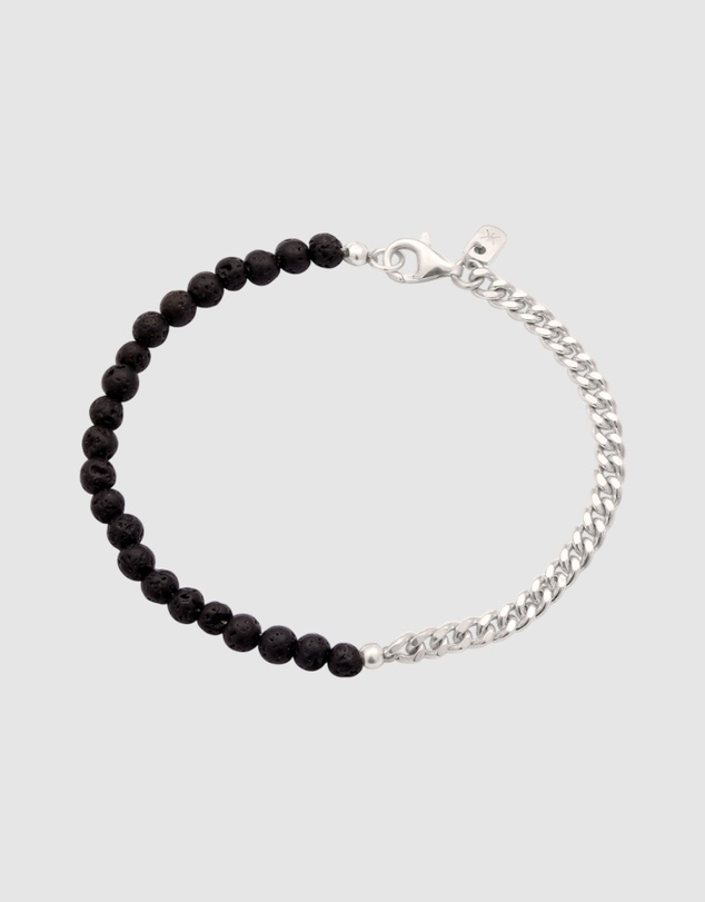 Kuzzoi - ICONIC EXCLUSIVE - Lava Bead and Chain Bracelet in 925 Silver