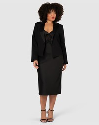 Pink Dusk by Curve Project - Her Satin Trim Crop Blazer