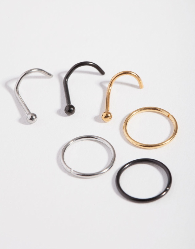 Lovisa - Simple Diamante Nose Stud 6-Pack