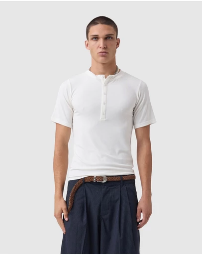 Zanerobe - Henley Rib Baby Tee White