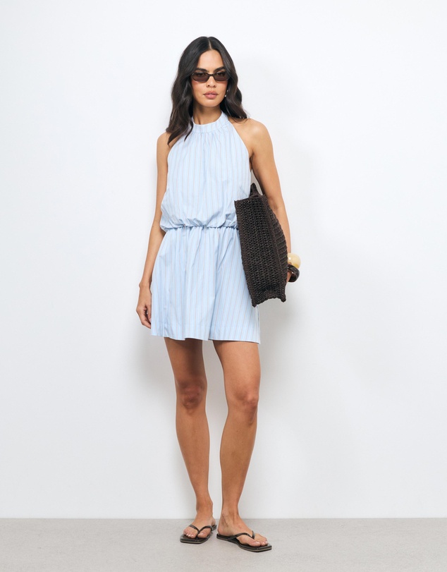 AERE - Shiloh Stripe Gathered Waist Mini Dress