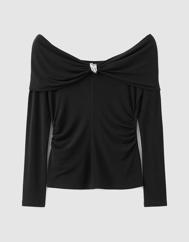 M.N.G - Strapless T-Shirt With Metallic Detail