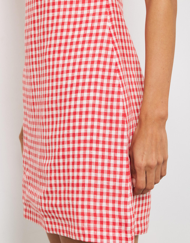 AERE - Inka Linen Gingham Mini Dress