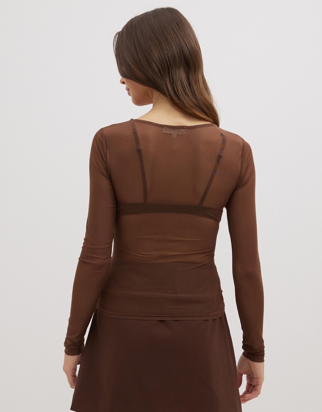 Dazie - Lay Low Check Mesh LS Top