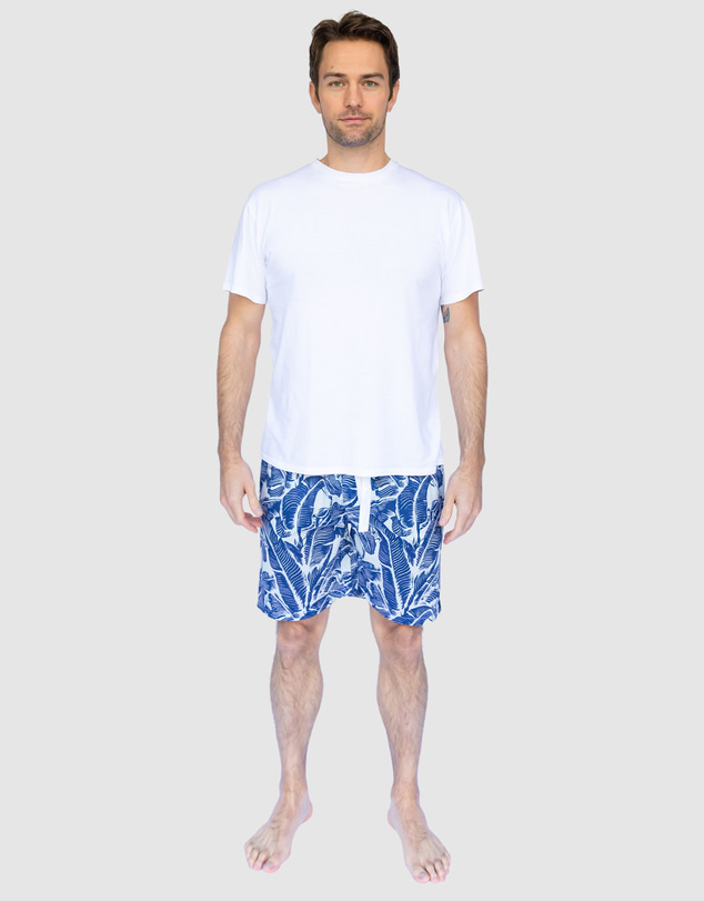 Sant And Abel - Men's Martinique® Blue Banana Leaf Sleep Shorts