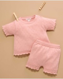 Purebaby - Scalloped Knit Set -Kids-Babies