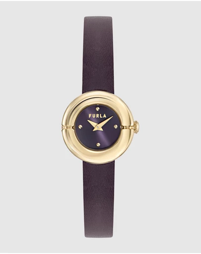 Furla - Furla Miasfera Iconic 24mm Purple Leather Strap Watch