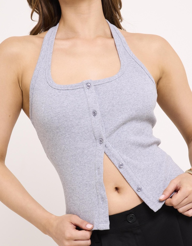 Subtitled - Saga Rib Button Halter Tank