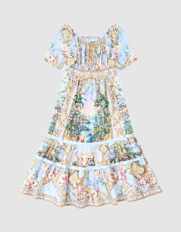 Camilla - Peasant Maxi Dress With Ribbon Skirt - Kids