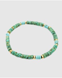 Nialaya Jewellery - Men's Wristband with Turquoise and African Turquoise Heishi Beads