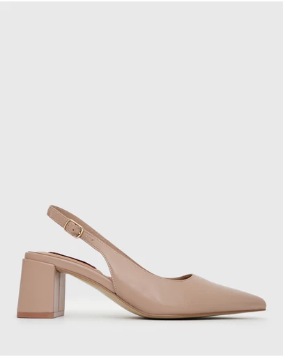 Betts - Wider Fit Kendra Leather Pointed Toe Slingback Pumps