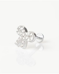 Wanderlust + Co - Bow Pave Flat Back Earring