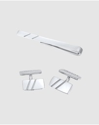 Kuzzoi - ICONIC EXCLUSIVE - Jewelry Set Men Set Business Cufflinks Tie Pin in 925 sterling silver