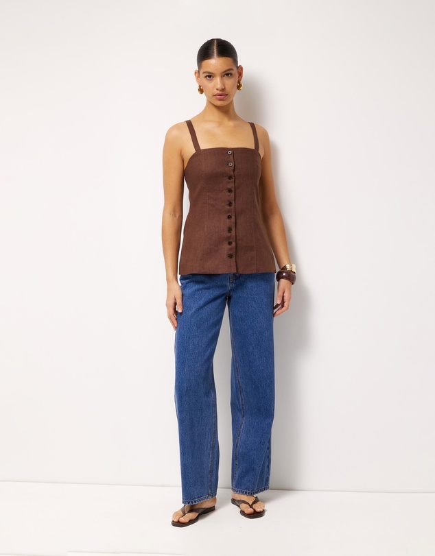 AERE - Gia Button Front Linen Cami