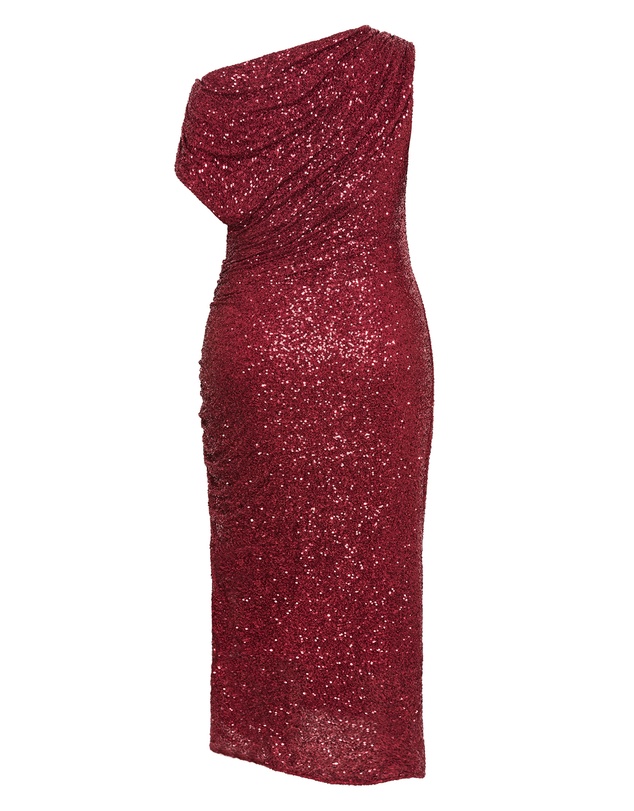 City Chic - Plus size Sequin Star Off Shoulder Maxi Dress - berry
